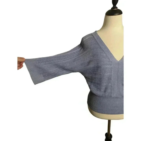 The Limited Small Light Periwinkle Blue Dolman V-neck Loose Knit Sweater - Picture 3 of 7